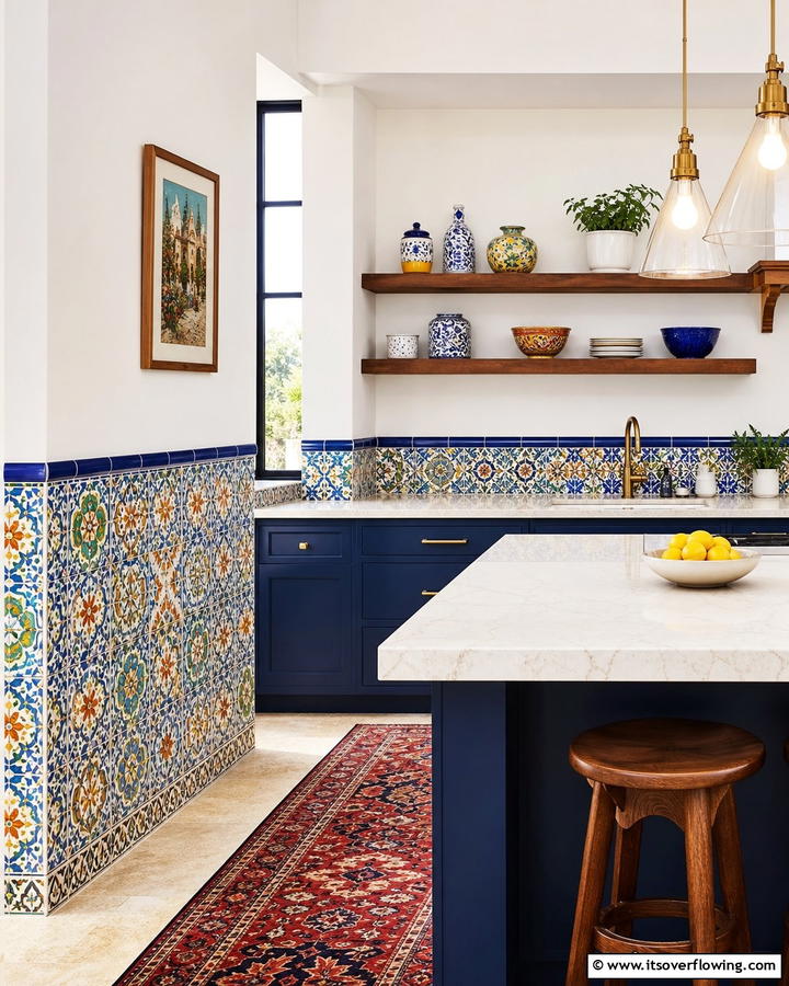 Patterned Mosaic Details - 21 Half Wall Paneling Ideas for Modern Home Organizing