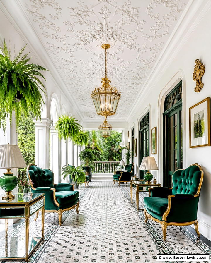 Patterned Plaster Relief - 30 Porch Ceiling Ideas to Refresh Your Outdoor Entryway