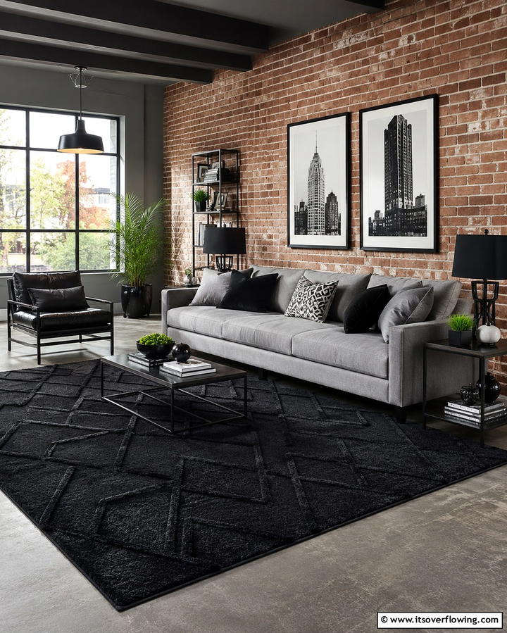 Patterned Rug for Visual Interest - 20 Perfect Rug Colors to Pair with a Grey Couch for Any Room