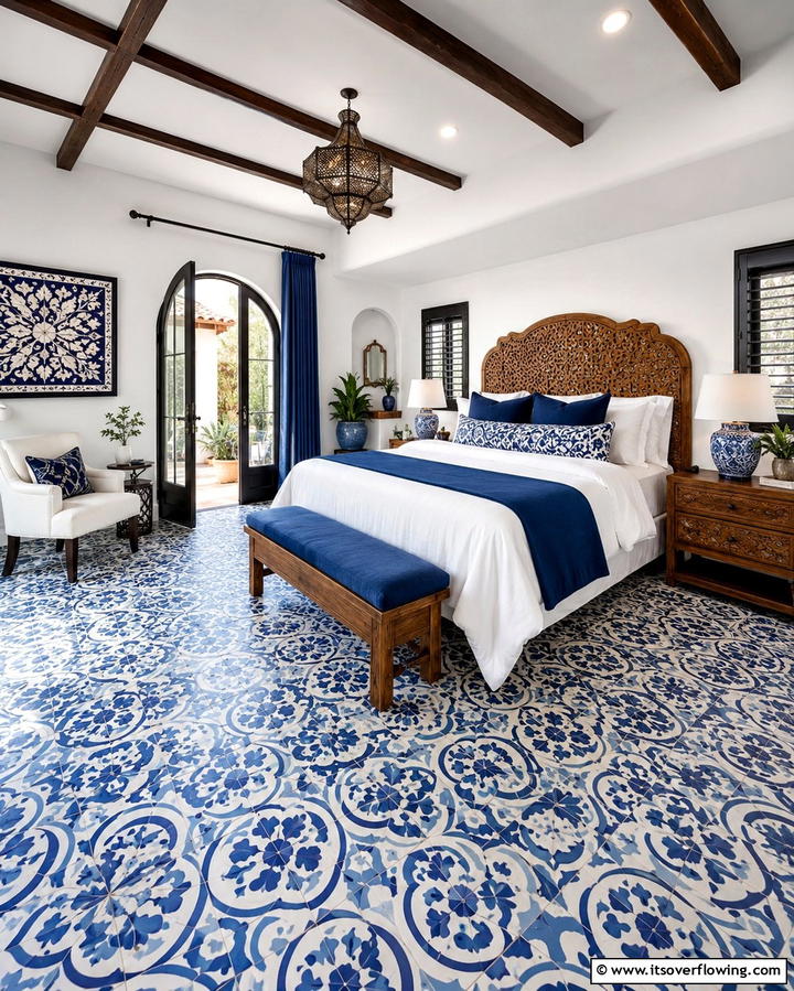 Patterned Tile Creativity - 30 Bedroom Flooring Ideas to Elevate Comfort and Style