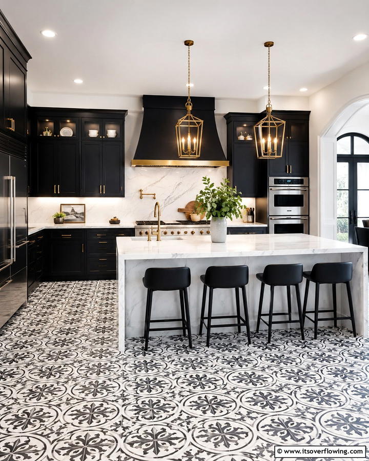 Patterned Tile Floors - 25 Kitchen Floor Ideas to Transform Your Cooking Space