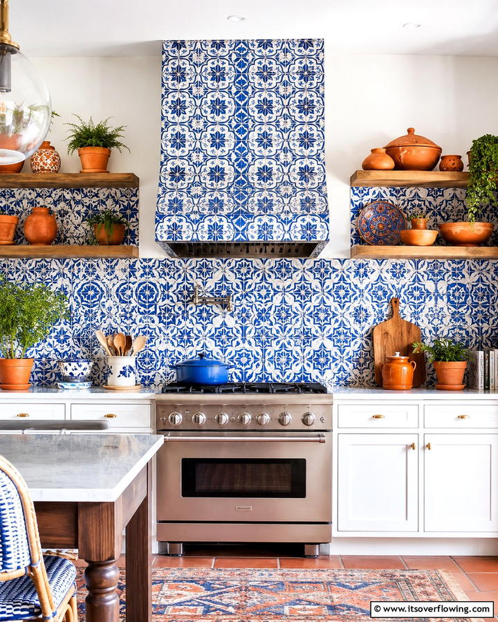 Patterned Tile Range Hoods - 25 Range Hood Ideas to Upgrade Your Kitchen Design