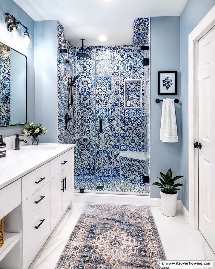 Patterned Tile Shower Surrounds - 25 Shower Surround Ideas to Refresh Your Bathroom