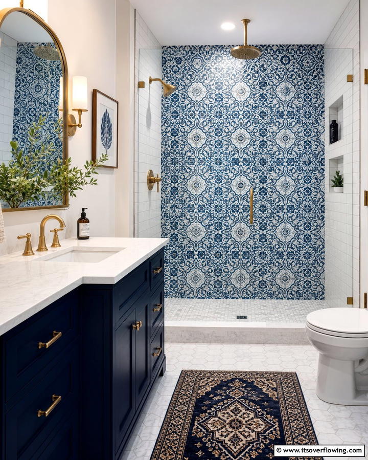 Patterned Tile Shower Walls - 25 Shower Wall Ideas to Elevate Your Bathroom Design