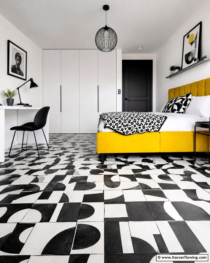 Patterned Vinyl for Bold Statements - 30 Bedroom Flooring Ideas to Elevate Comfort and Style