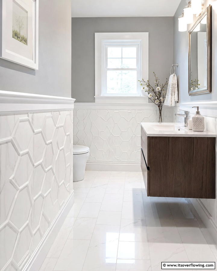 Patterned Wainscoting Panels - 25 Bathroom Wainscoting Ideas to Elevate Your Decor