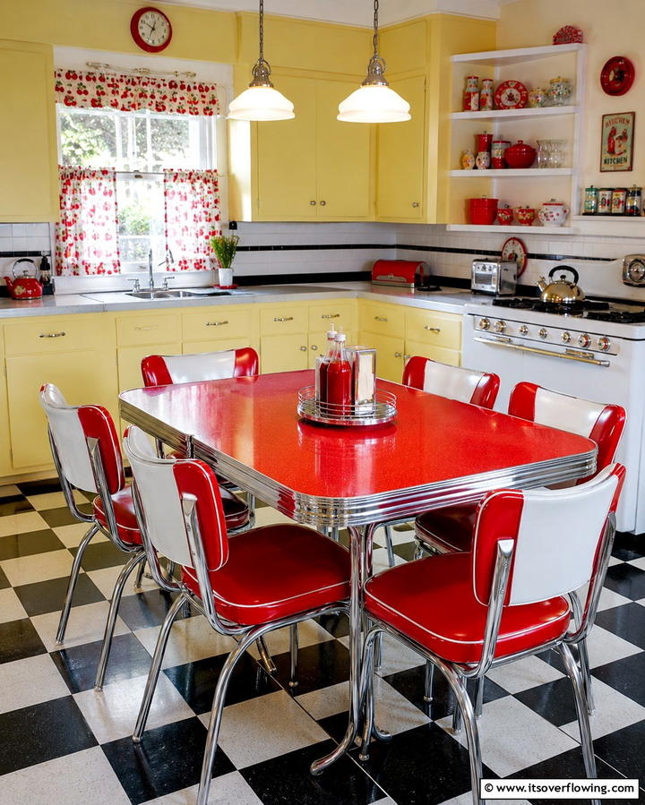 Patterned Wallpaper - 25 1950s Kitchen Ideas for a Retro Home Makeover
