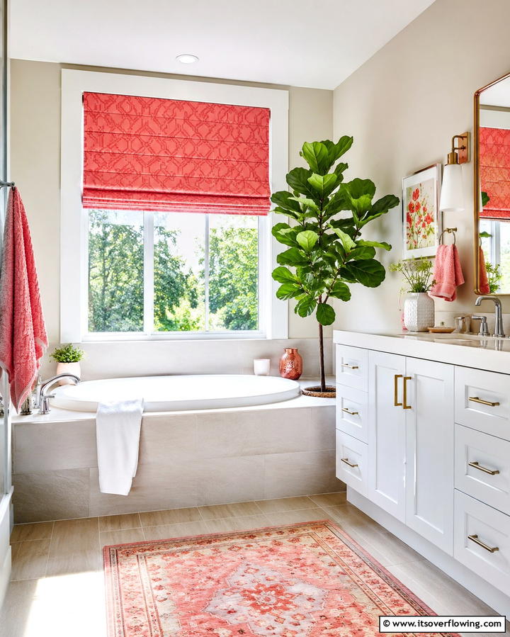 Patterned Wallpaper - 30 Bold Colorful Bathroom Designs to Energize Your Morning Routine