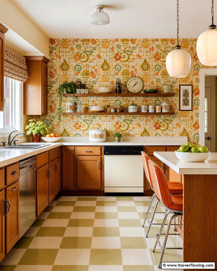Patterned WallpaperExact - 25 1980s Kitchen Ideas for a Retro Revival