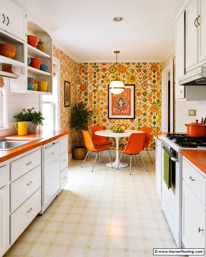 Patterned WallpaperOne - 25 1980s Kitchen Ideas for a Retro Revival