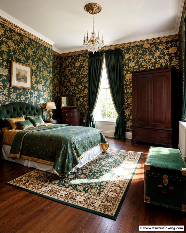 Patterned Wallpapers - 25 Victorian Bedroom Ideas for Timeless Elegance