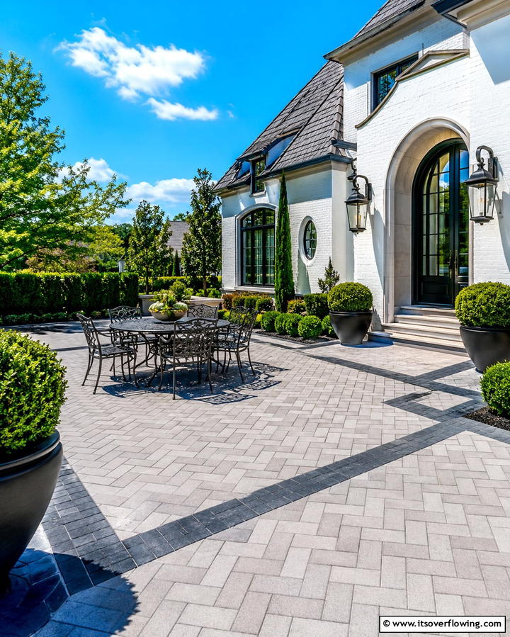 Paver Patio Patterns - 25 Front Yard Patio Ideas to Enhance Your Outdoor Space