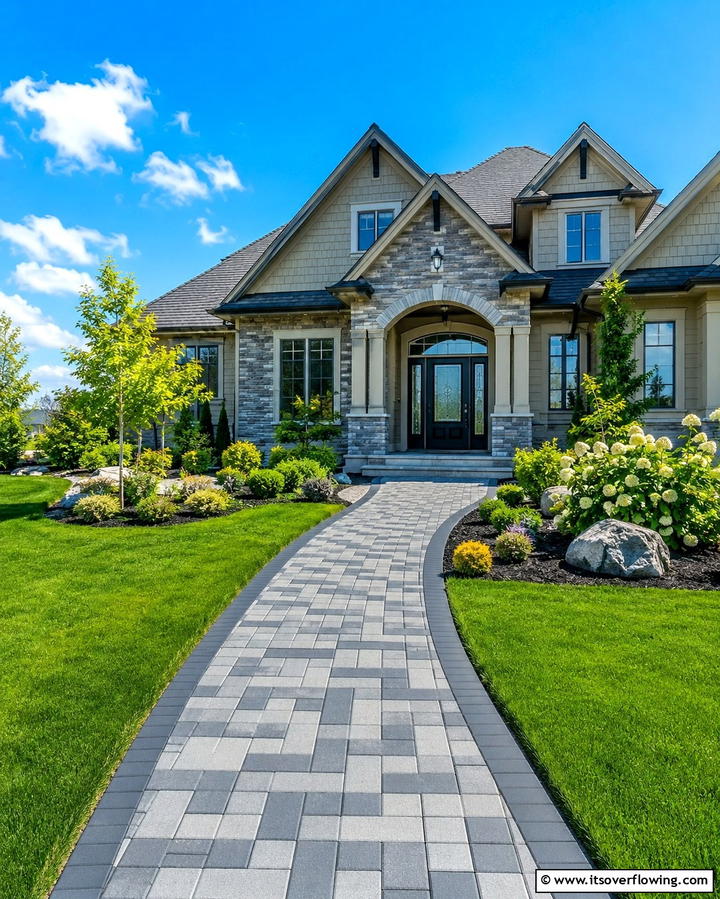 Paver Perfection - 25 Front Walkway Ideas to Enhance Your Home’s Curb Appeal