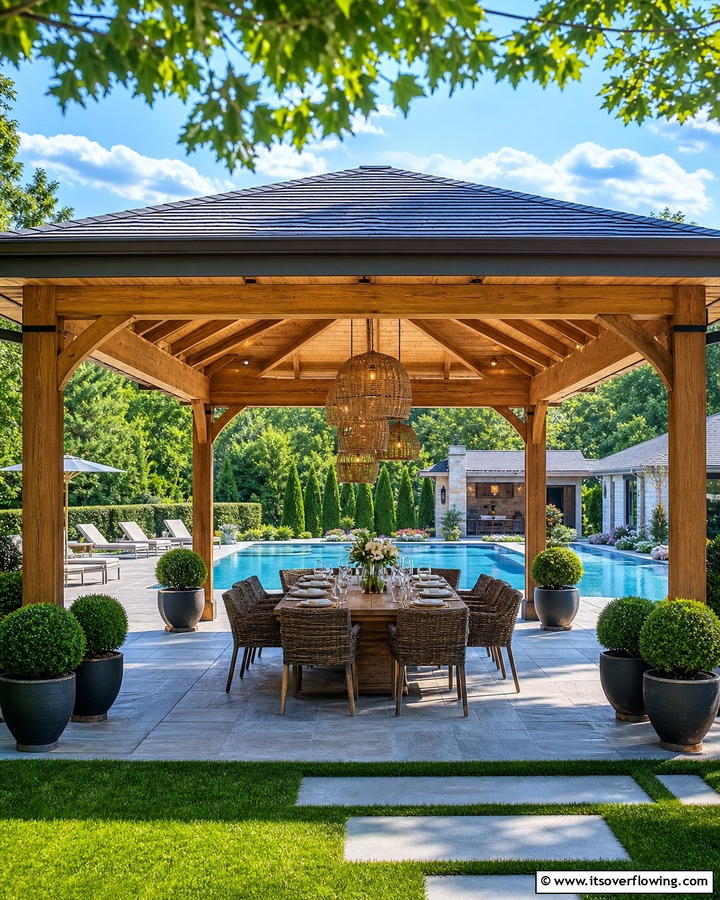 Pavilion Style Pool Gazebo - 20 Pool Gazebo Ideas for a Stunning Backyard Oasis