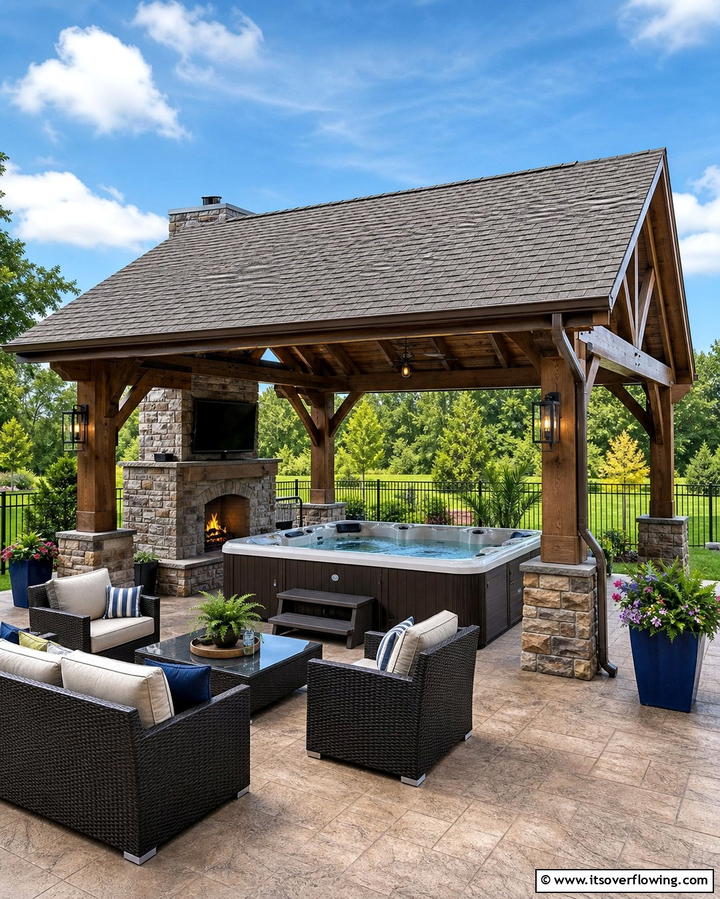 Pavilion Style Shelter - 25 Hot Tub Enclosure Ideas for Year-Round Relaxation