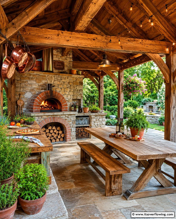 Pavilion with Built In Pizza Oven Fireplace - 25 Backyard Pavilion With Fireplace Ideas for Cozy Nights
