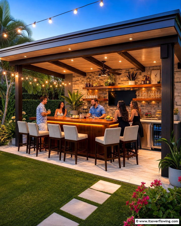 Pavilion with Outdoor Bar - 20 Outdoor Pavilion Ideas for Relaxing Gatherings