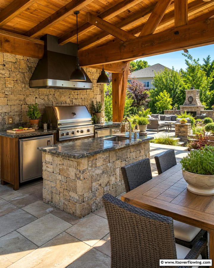 Pavilion with Outdoor Kitchen - 20 Outdoor Pavilion Ideas for Relaxing Gatherings