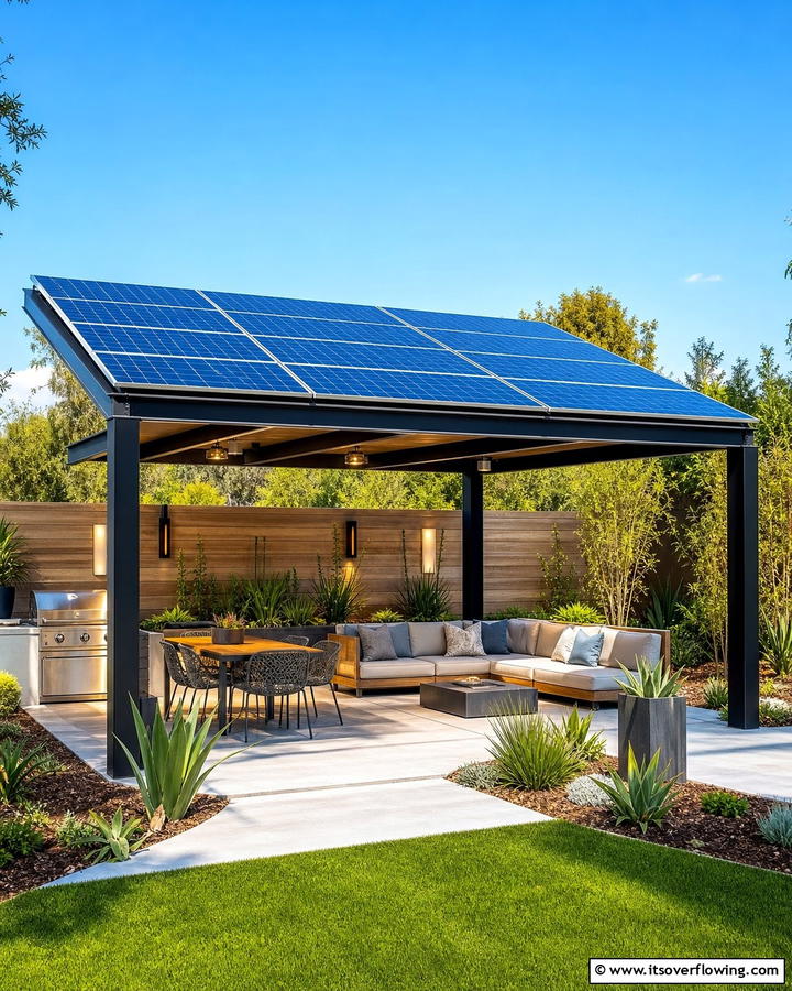 Pavilion with Solar Panels - 20 Outdoor Pavilion Ideas for Relaxing Gatherings