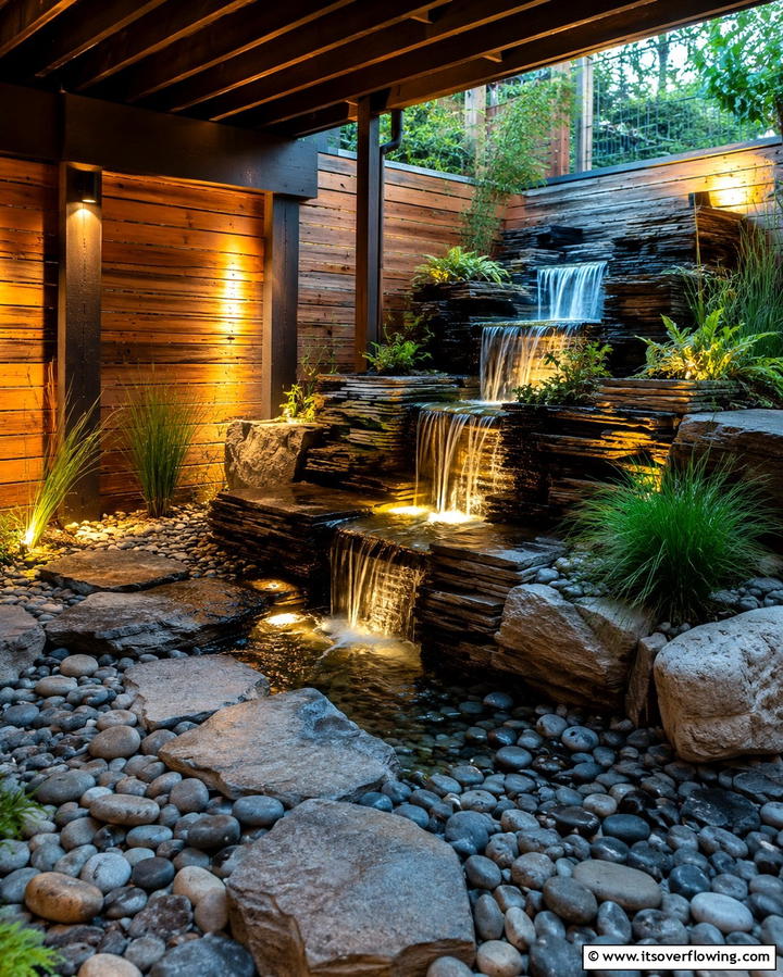 Peaceful Water Feature - 25 Under Deck Landscaping Ideas for Hidden Spaces