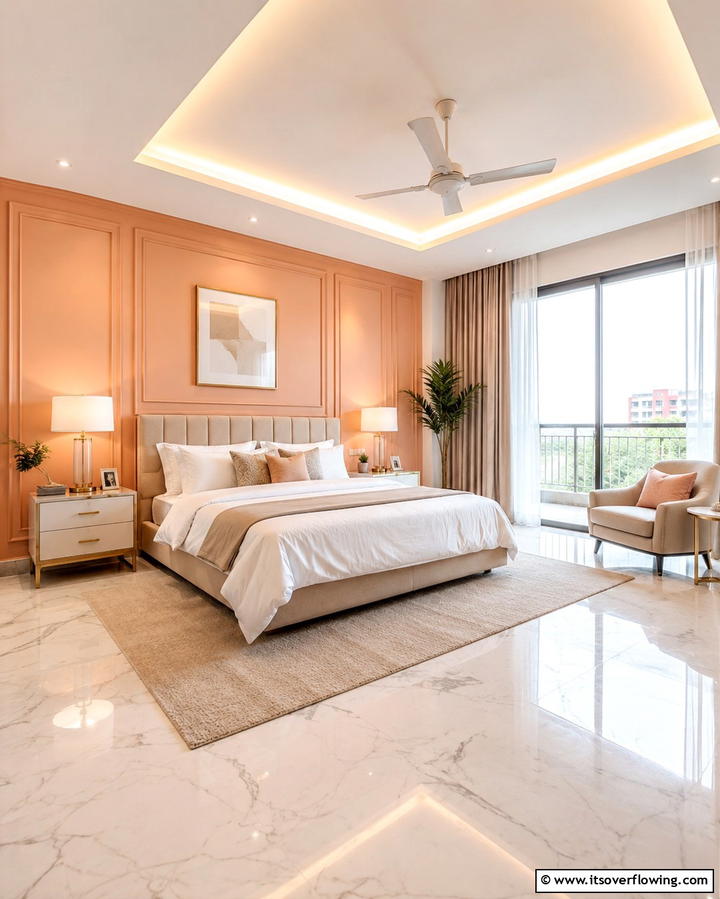 Peach Accent Wall - 25 Peach Bedroom Ideas for a Soft and Serene Retreat