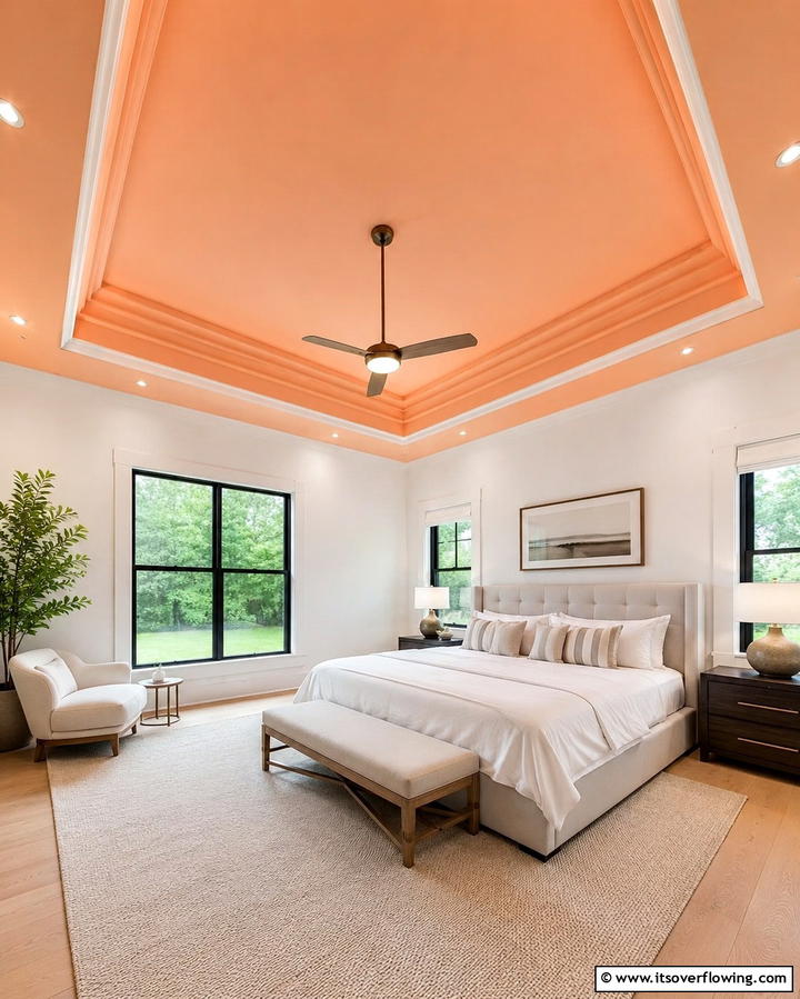 Peach Ceiling - 25 Peach Bedroom Ideas for a Soft and Serene Retreat