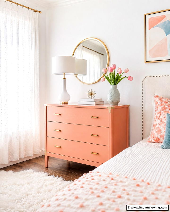Peach Dresser or Nightstand - 25 Peach Bedroom Ideas for a Soft and Serene Retreat