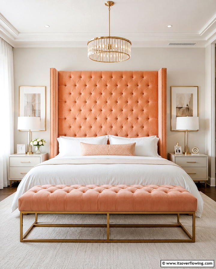 Peach Headboard - 25 Peach Bedroom Ideas for a Soft and Serene Retreat