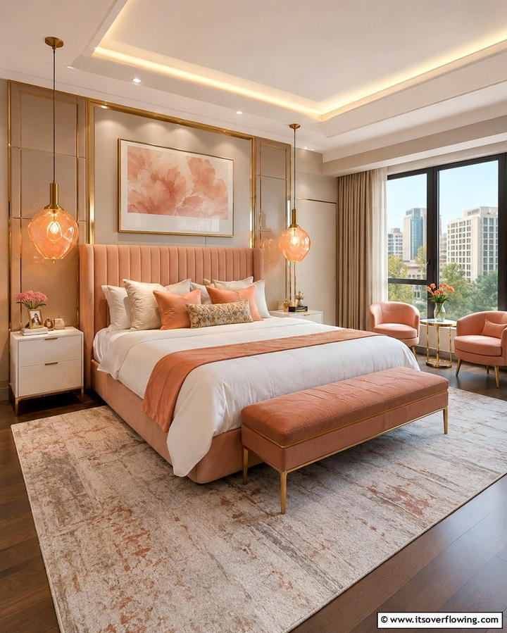 Peach Lighting Fixtures - 25 Peach Bedroom Ideas for a Soft and Serene Retreat