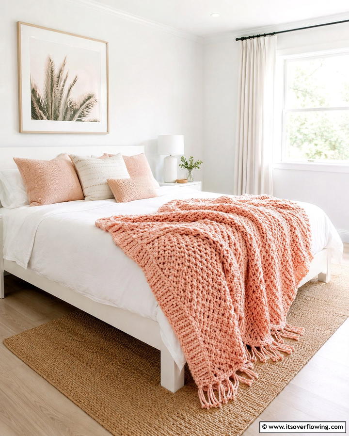 Peach Throw Blanket - 25 Peach Bedroom Ideas for a Soft and Serene Retreat