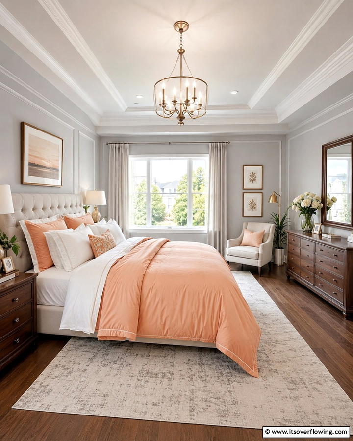 Peach and White Bedding - 25 Peach Bedroom Ideas for a Soft and Serene Retreat