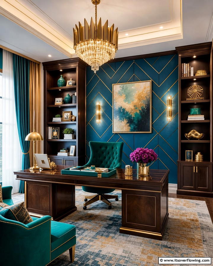 Peacock Blue Drama - 20 Blue Accent Wall Ideas- Bold & Beautiful Designs