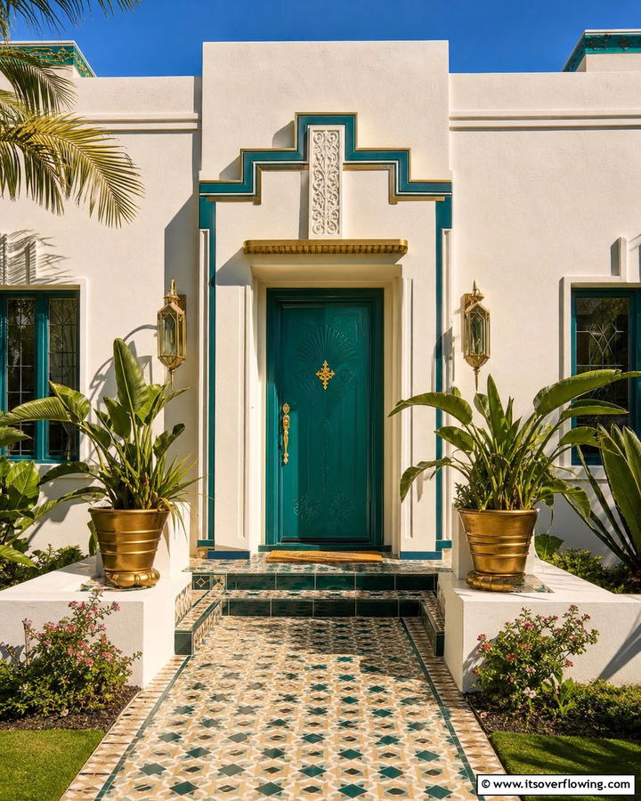 Peacock Green for Exotic Flair - 20 Green Front Door Ideas to Welcome Guests in Style