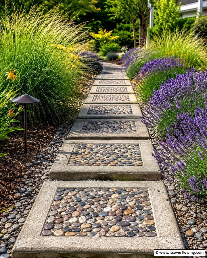 Pebble Filled Stepping StonesExact - 30 Creative Stepping Stone Walkway Garden Ideas