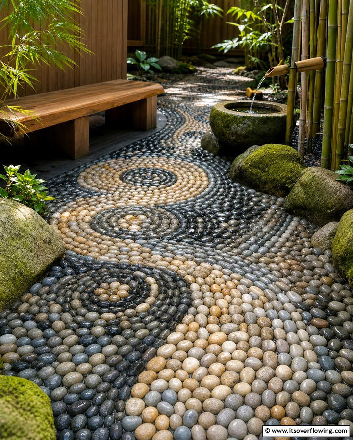 Pebble Flooring for a Natural Touch - 25 Patio Flooring Ideas to Transform Your Outdoor Space