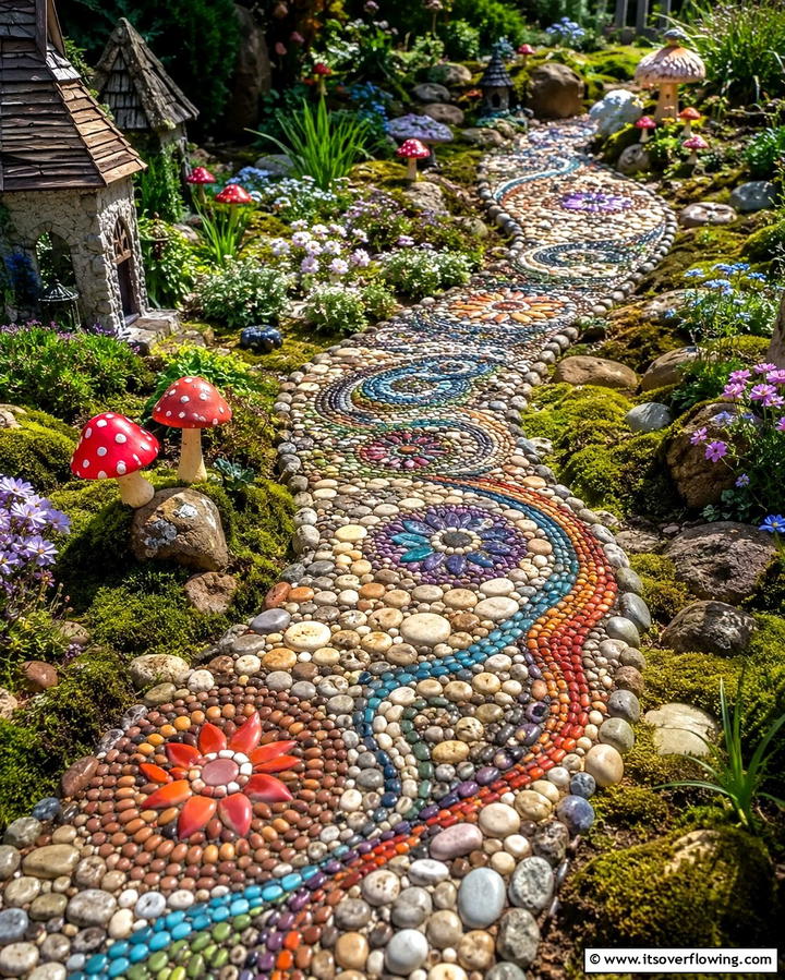 Pebble Mosaic Pathways - 25 Fairy Garden Ideas to Create a Magical Outdoor Space