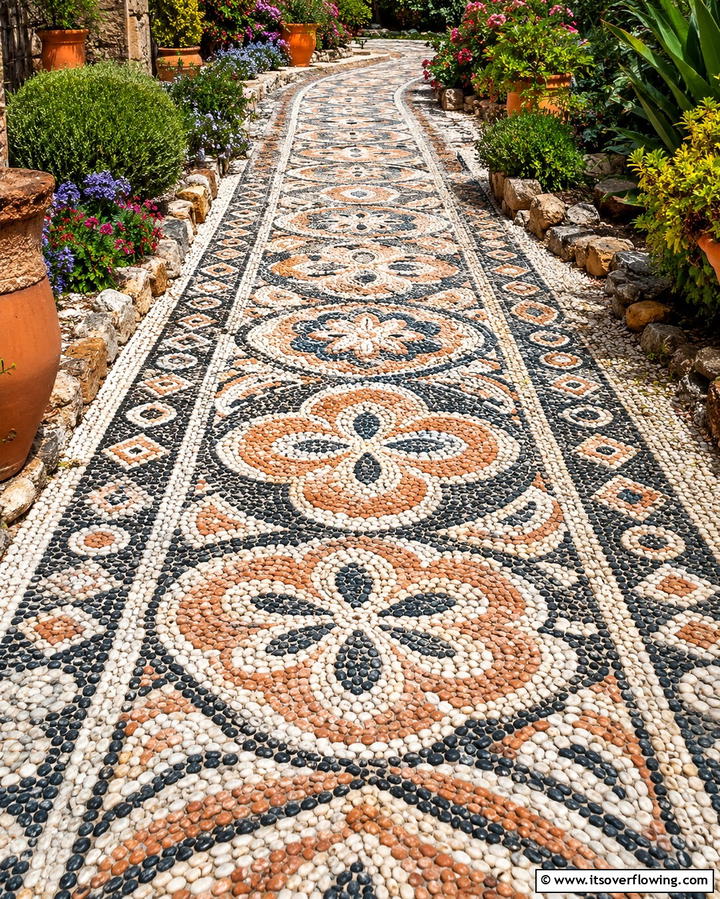 Pebble Mosaic Walkway - 20 Stone Walkway Ideas to Enhance Your Garden