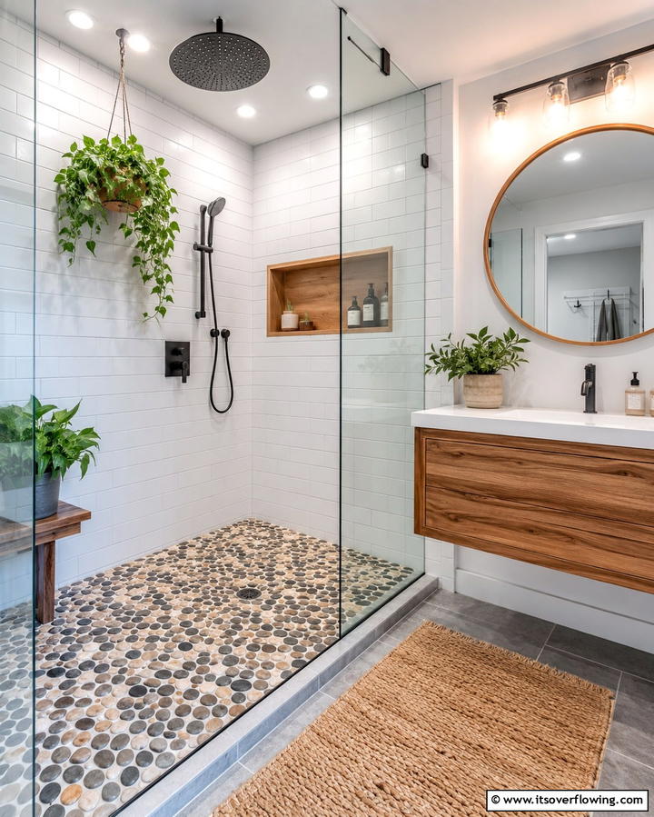 Pebble Shower Floors - 25 Earthy Bathroom Ideas for a Natural Retreat