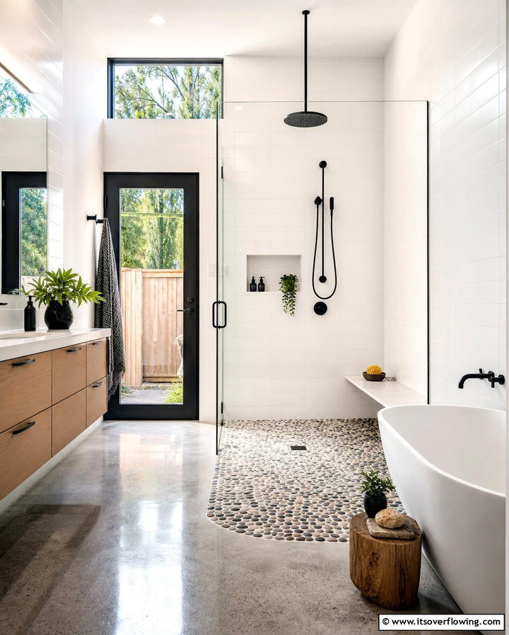 Pebble Shower Floors - 25 Stone Bathroom Ideas for a Rustic and Elegant Look