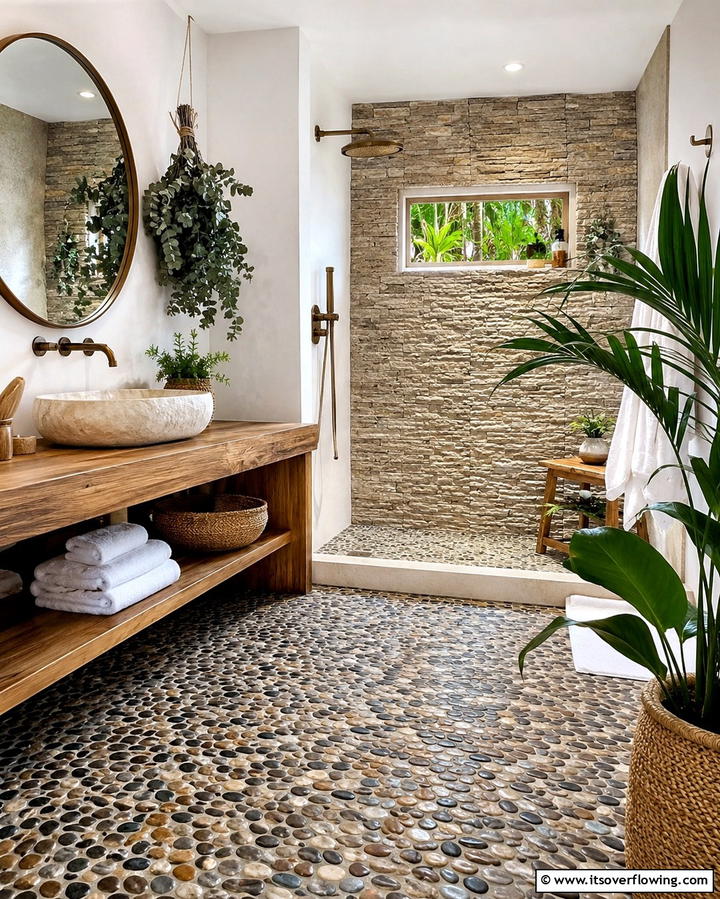Pebble Stone Flooring - 25 Bathroom Flooring Ideas for Style and Durability
