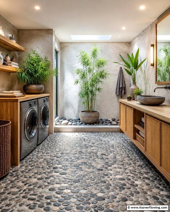 Pebble Stone Flooring - 25 Laundry Room Floor Ideas for a Functional Space