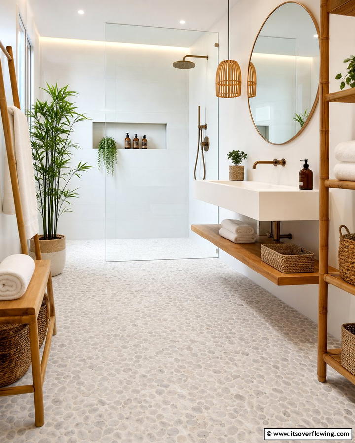Pebble Stone Flooring - 25 Small Bathroom Flooring Ideas for Stylish and Durable Floors
