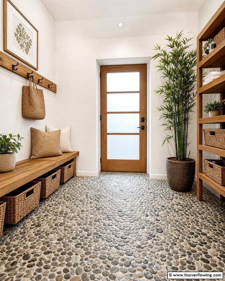 Pebble Stone Flooring - 20 Mudroom Floor Ideas to Elevate Your Entryway