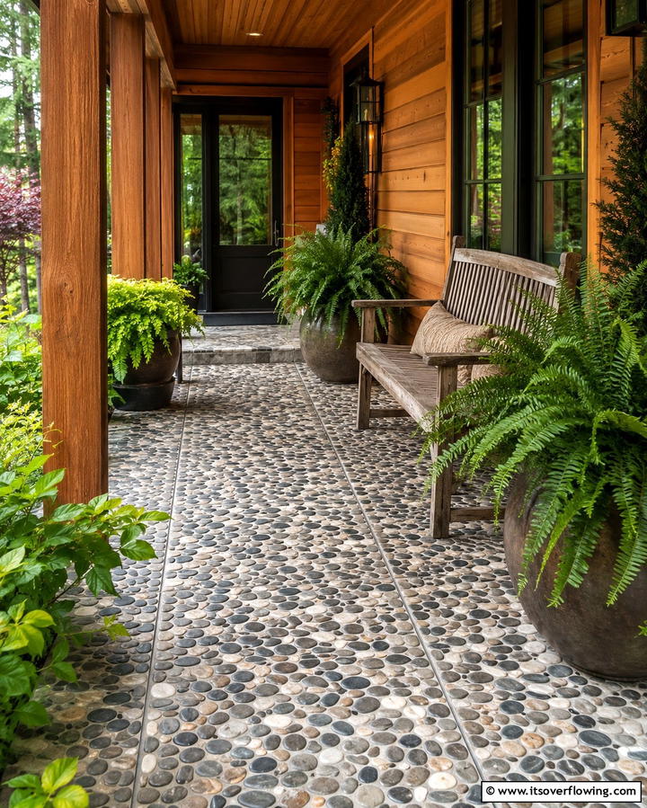 Pebble Stone Tiles - 25 Front Porch Tile Ideas for a Welcoming Entrance