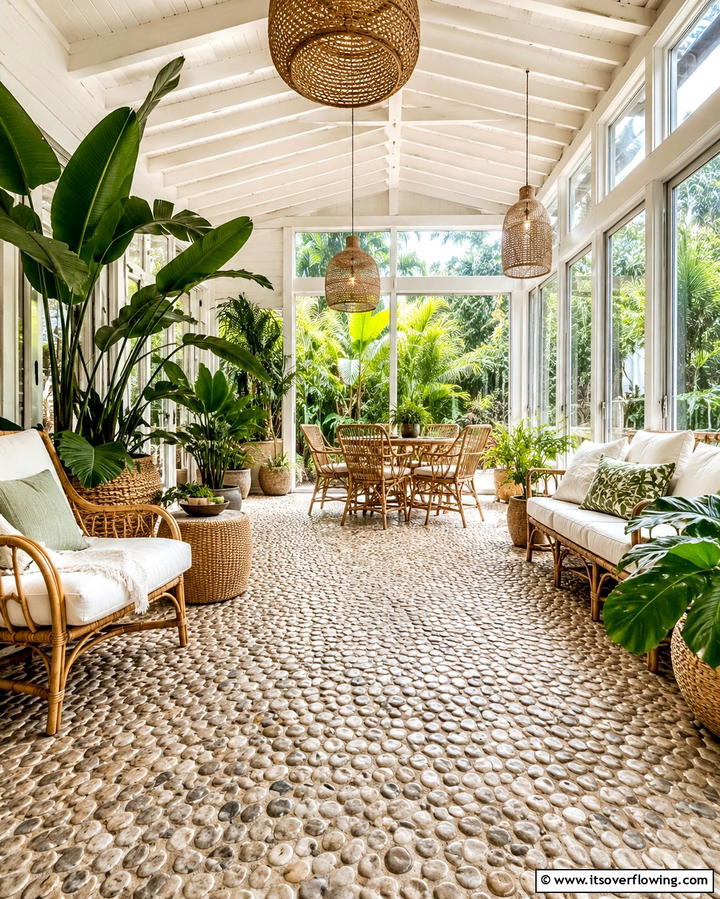 Pebble Stone Tiles - 20 Sunroom Tile Floor Ideas for Durable and Stylish Floors