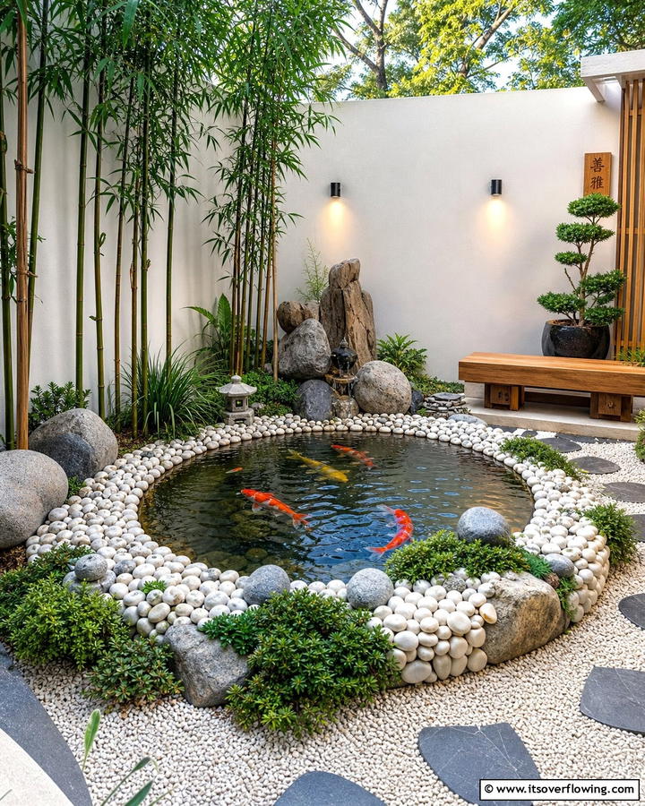 Pebble Surround Raised Garden Pond - 20 Raised Garden Pond Ideas for a Tranquil Backyard