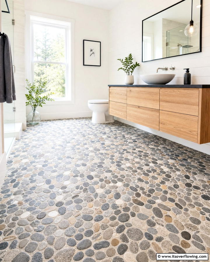 Pebble Tile Bathroom Floor - 20 Pebble Tile Bathroom Ideas for a Natural Look