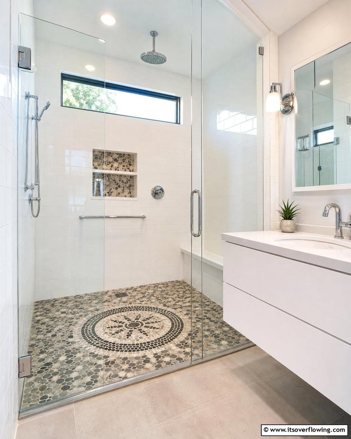 Pebble Tile Mosaic - 20 Pebble Tile Bathroom Ideas for a Natural Look