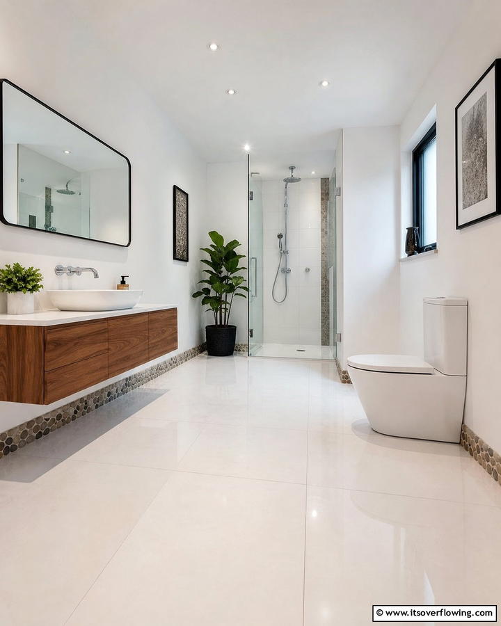 Pebble Tile Skirting - 20 Pebble Tile Bathroom Ideas for a Natural Look