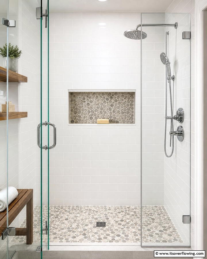 Pebble Tile Soap Dish - 20 Pebble Tile Bathroom Ideas for a Natural Look